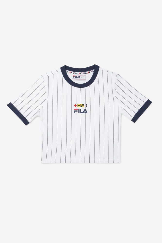 Fila T-Shirt Womens White - Carola Cropped Ringer - Philippines 8765312-MR